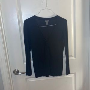 Ann Taylor Thin Black Button Up Cardigan